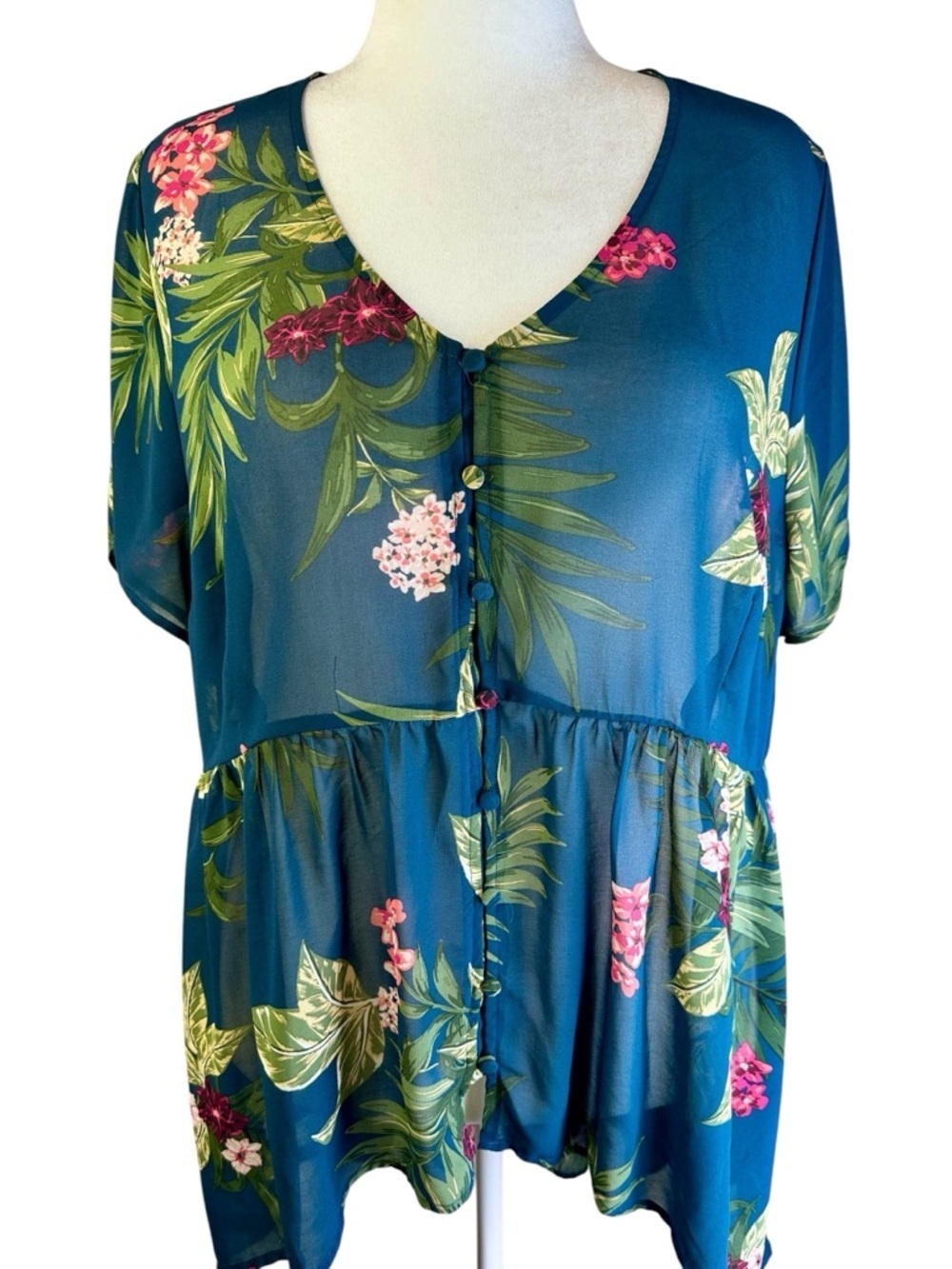 torrid Babydoll Chiffon Button-Front Tunic Blouse Plus Size 3X
